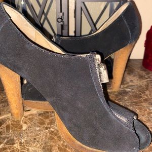Michael Kors Black suede open toe zipper front 9.5